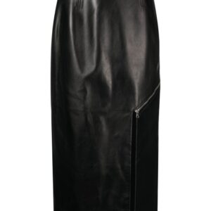 Alexander McQueen  side-slit leather midi skirt