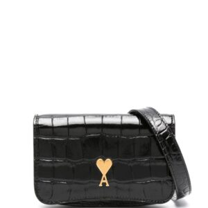 AMI Paris crocodile-effect leather wallet