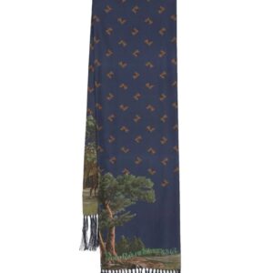 Polo Ralph Lauren  graphic-print fringed silk scarf