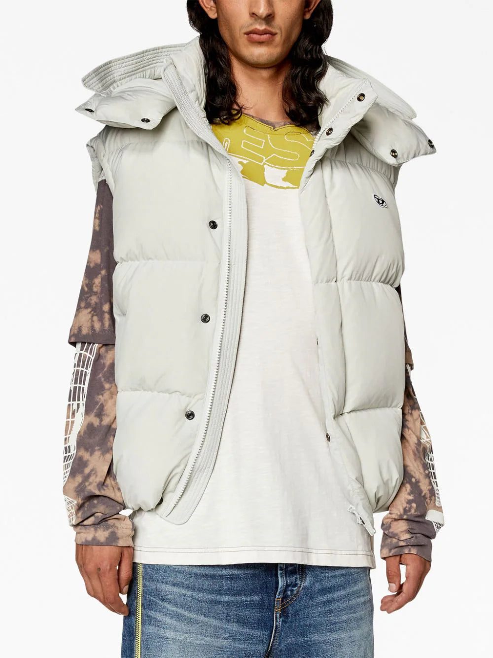 Diesel logo-patch hooded gilet - Image 3