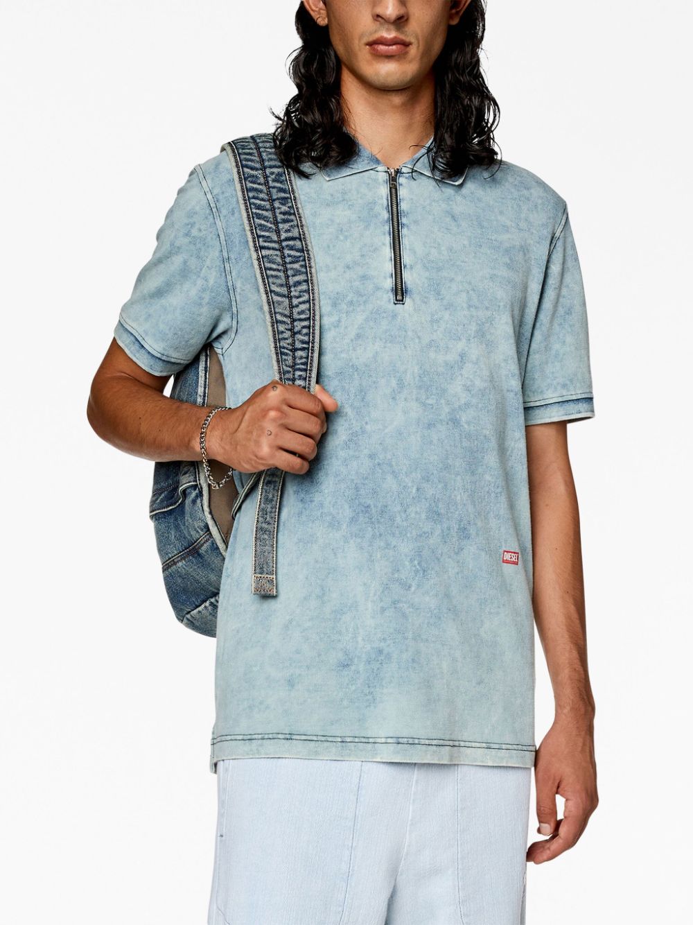 Diesel T-Smith-Zip acid-washed polo shirt - Image 3