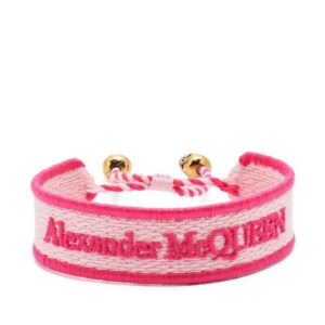 Alexander McQueen  skull-charm embroidered bracelet