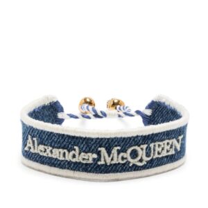 Alexander McQueen  skull-charm embroidered bracelet