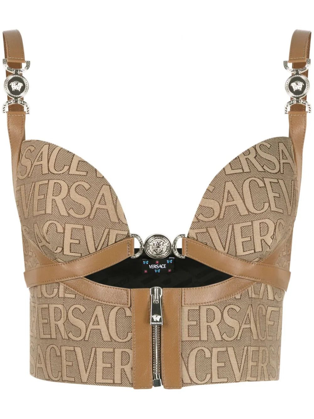 Versace all-over logo print crop top