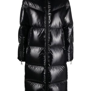 Moncler long down hooded jacket
