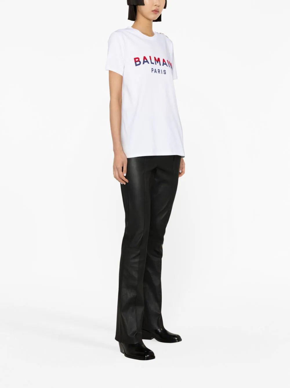 Balmain button-embellished logo-print T-shirt - Image 3