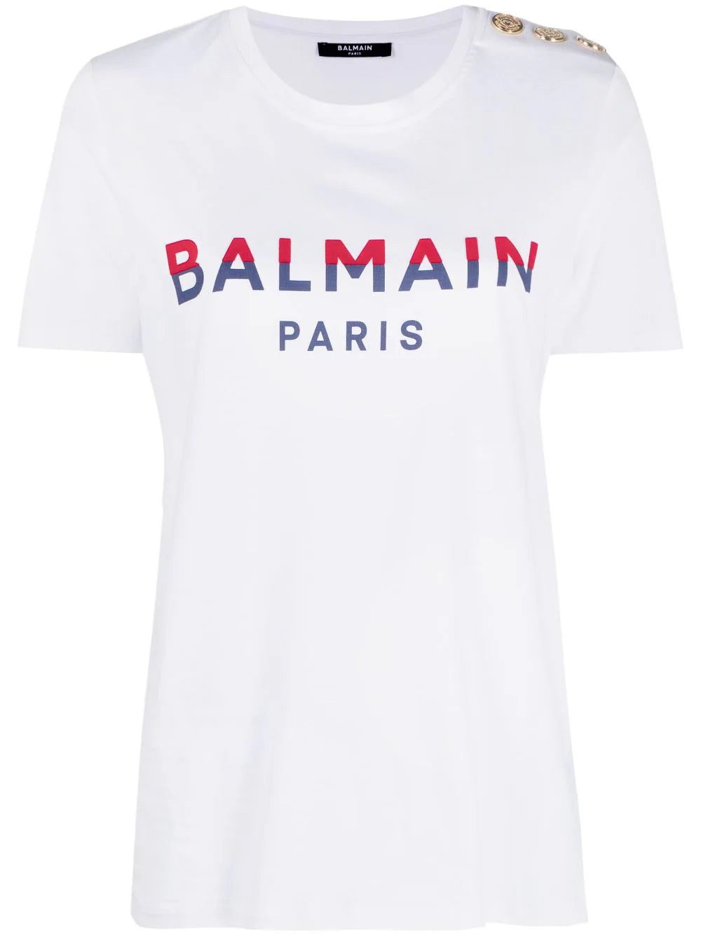 Balmain button-embellished logo-print T-shirt