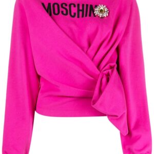 Moschino logo-print draped-detail sweatshirt