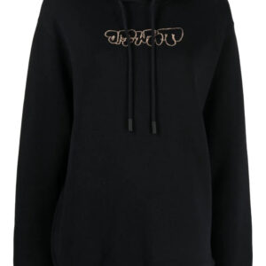 Off-White  logo-embroidery rib-trimmed hoodie