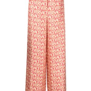 Versace  logo-print silk palazzo pants