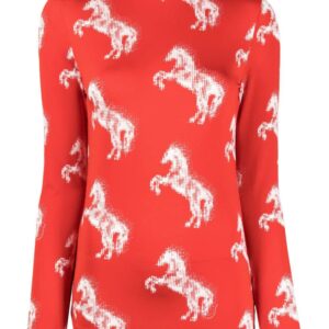 Stella McCartney horse-print high-neck top