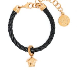 Versace Medusa-head braided leather bracelet