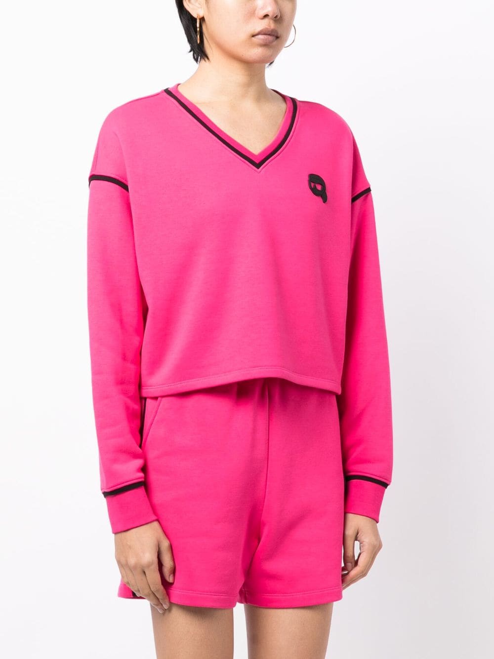 Karl Lagerfeld Ikonik Karl-patch V-neck sweatshirt - Image 3