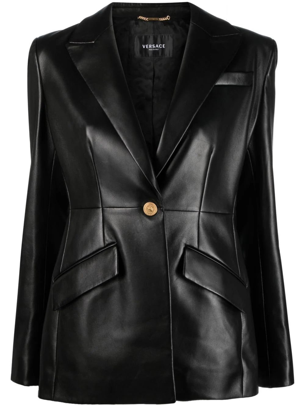 Versace single-breasted leather blazer
