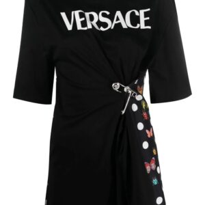 Versace  x Dua Lipa Butterfly-print safety-pin T-shirt