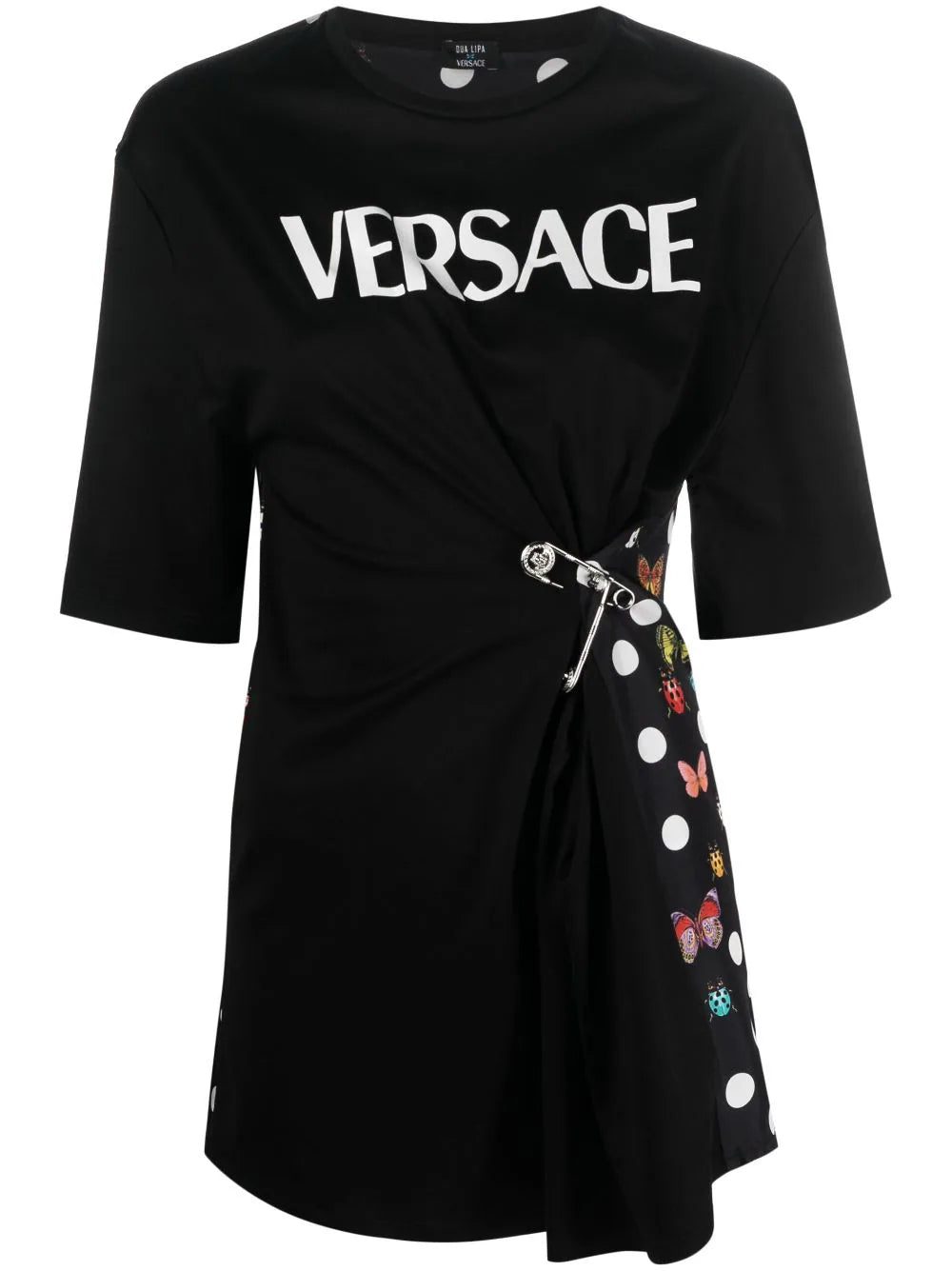 Versace x Dua Lipa Butterfly-print safety-pin T-shirt