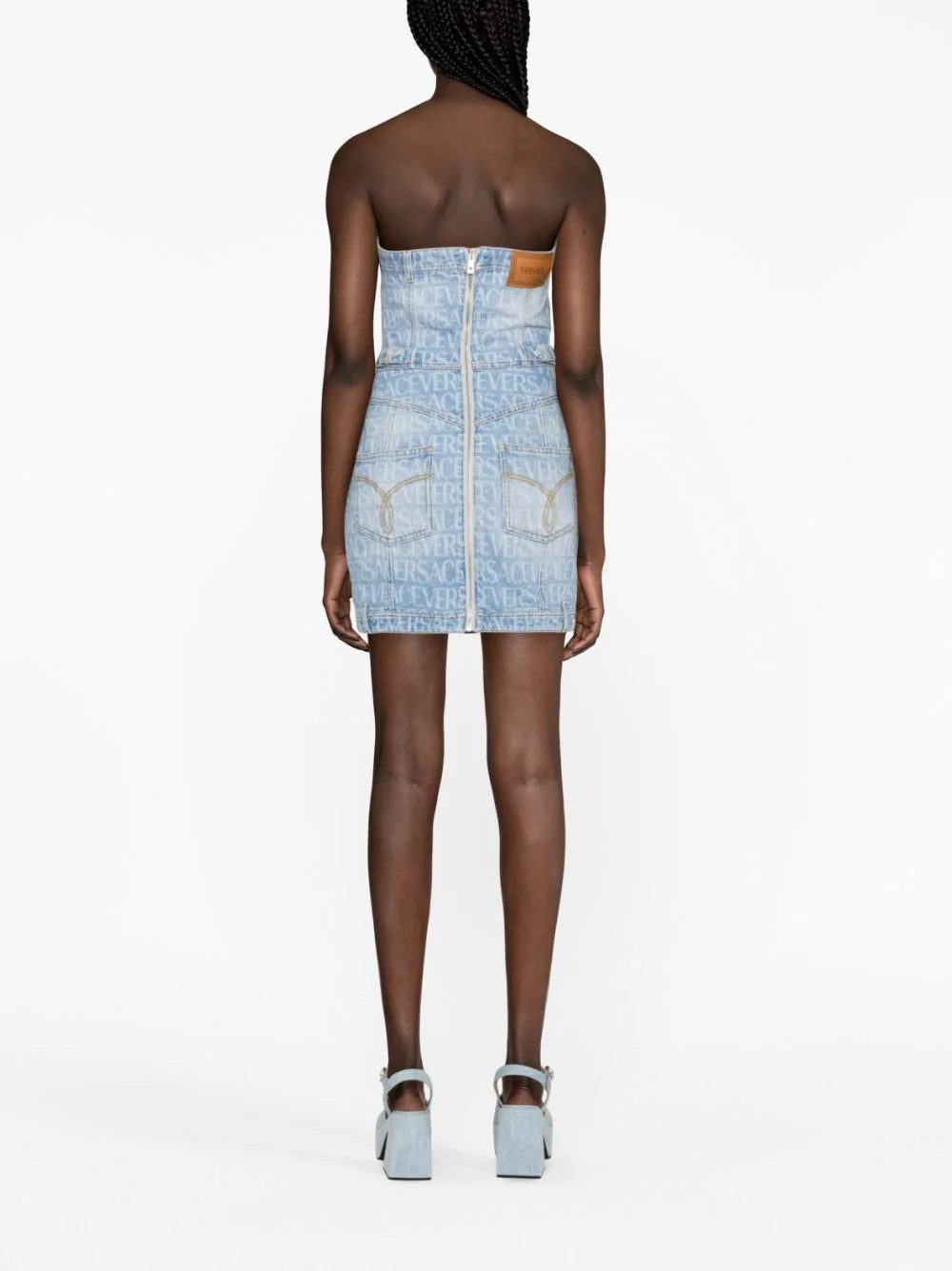 Versace Allover logo-print denim minidress - Image 3