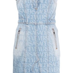 Versace  Allover logo-print denim minidress