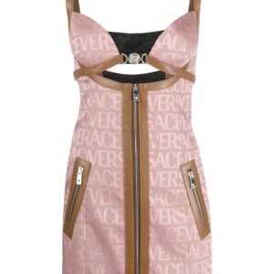 Versace  logo-jacquard cut-out minidress