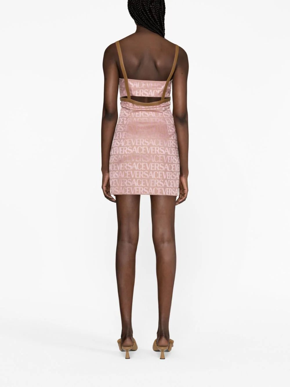 Versace logo-jacquard cut-out minidress - Image 3