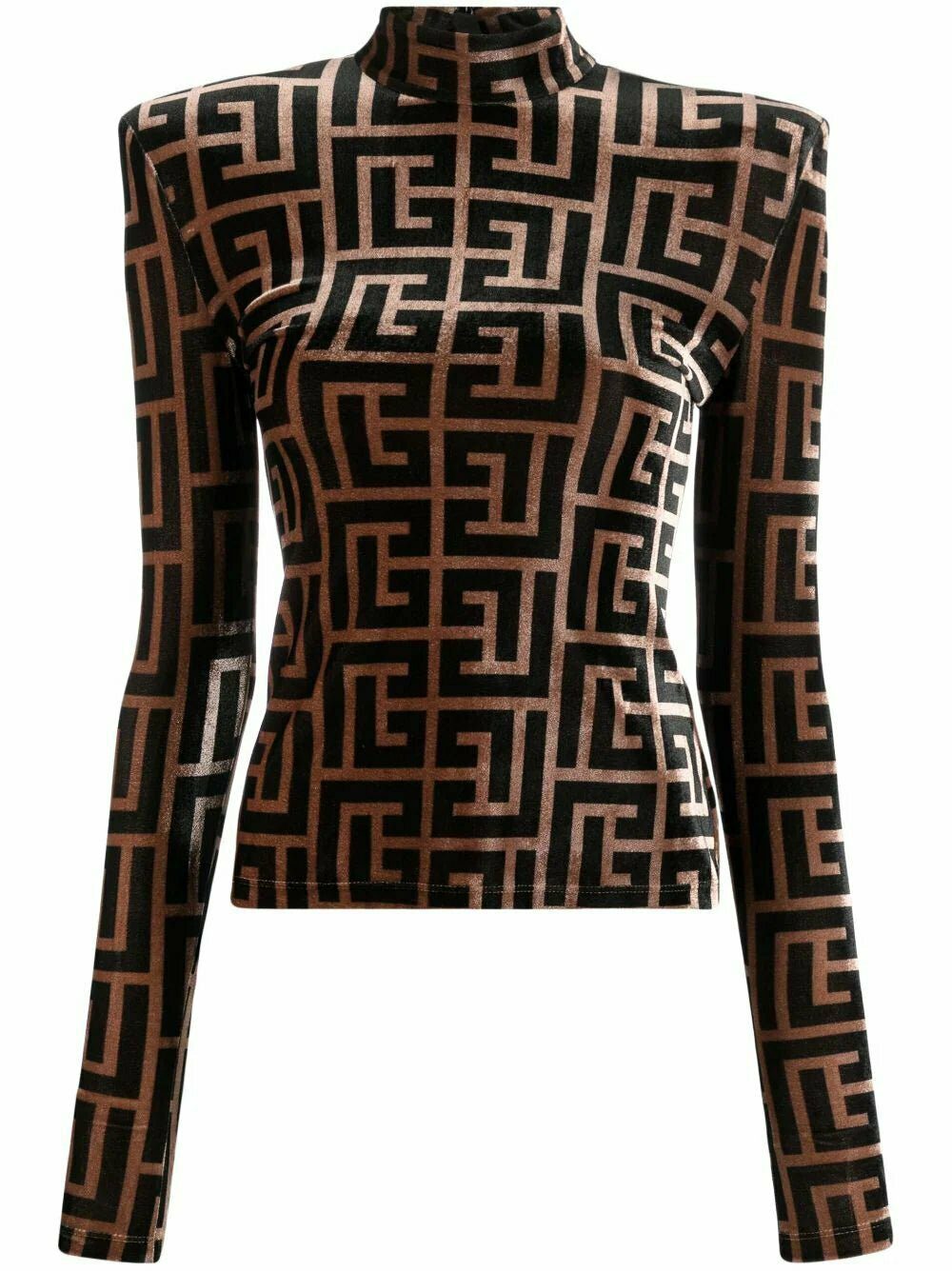 Balmain monogram-print velvet top