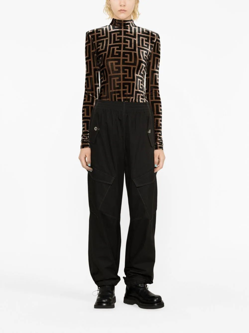 Balmain monogram-print velvet top - Image 2