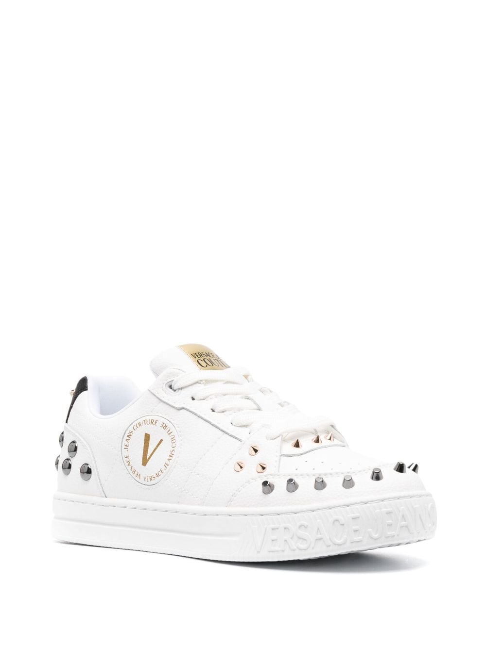 Versace Jeans Couture spiked stud-design leather sneakers - Image 2