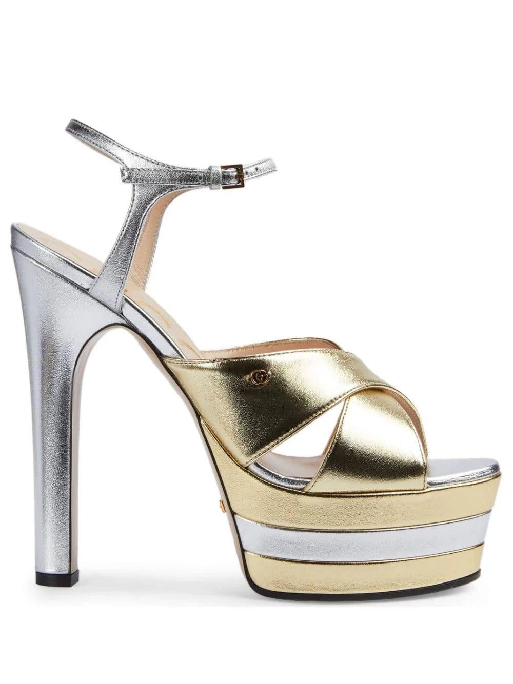 Gucci metallic-finish platform sandals