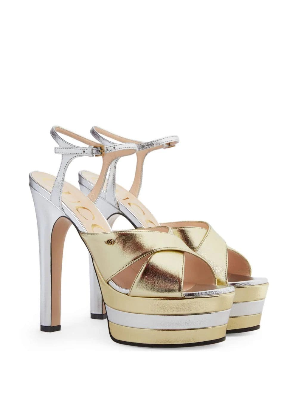 Gucci metallic-finish platform sandals - Image 2
