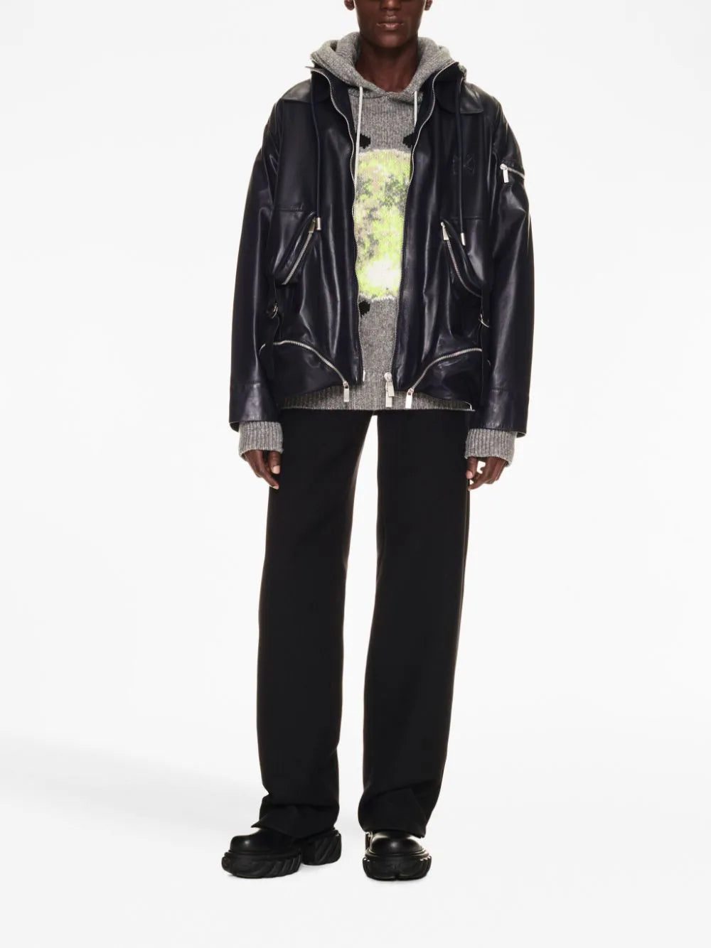 Off-White Arrow pocket-detail leather jacket