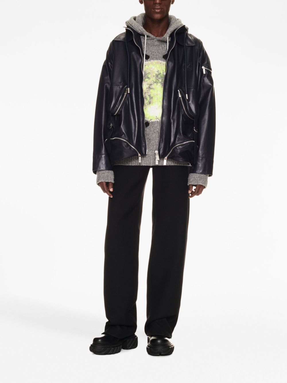 Off-White Arrow pocket-detail leather jacket