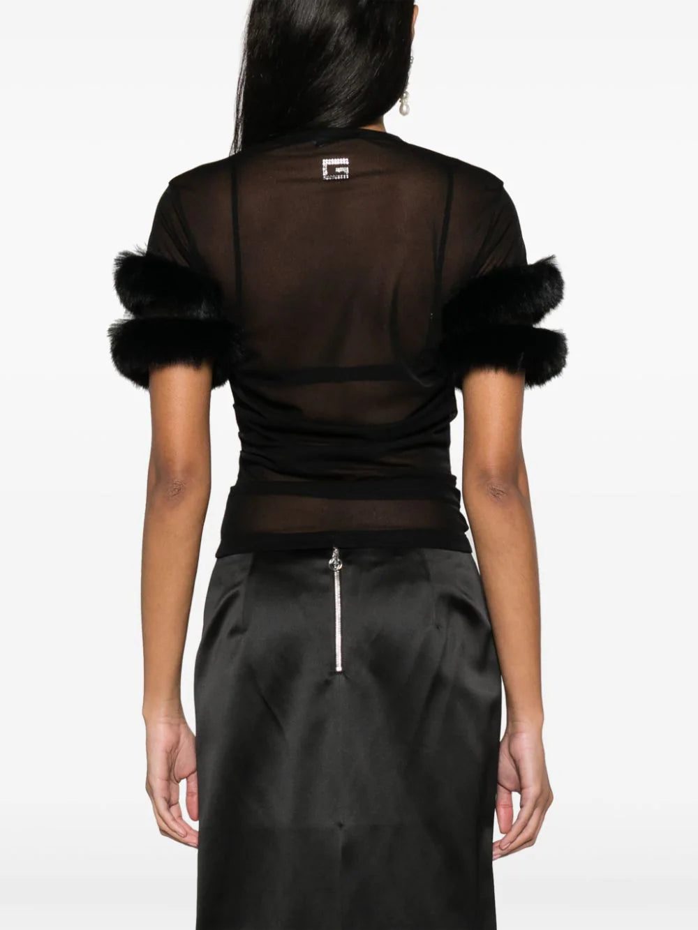 Gucci faux fur-trim mesh top - Image 4