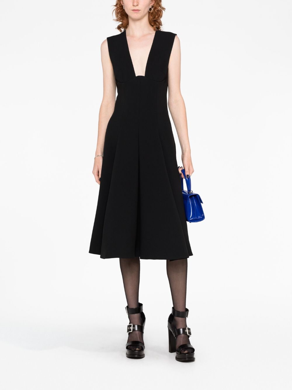 Versace box-pleat sleeveless midi dress - Image 2