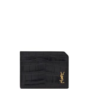 Saint Laurent Cassandre crocodile-embossed card holder