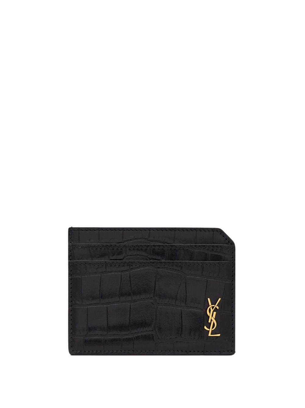 Saint Laurent Cassandre crocodile-embossed card holder