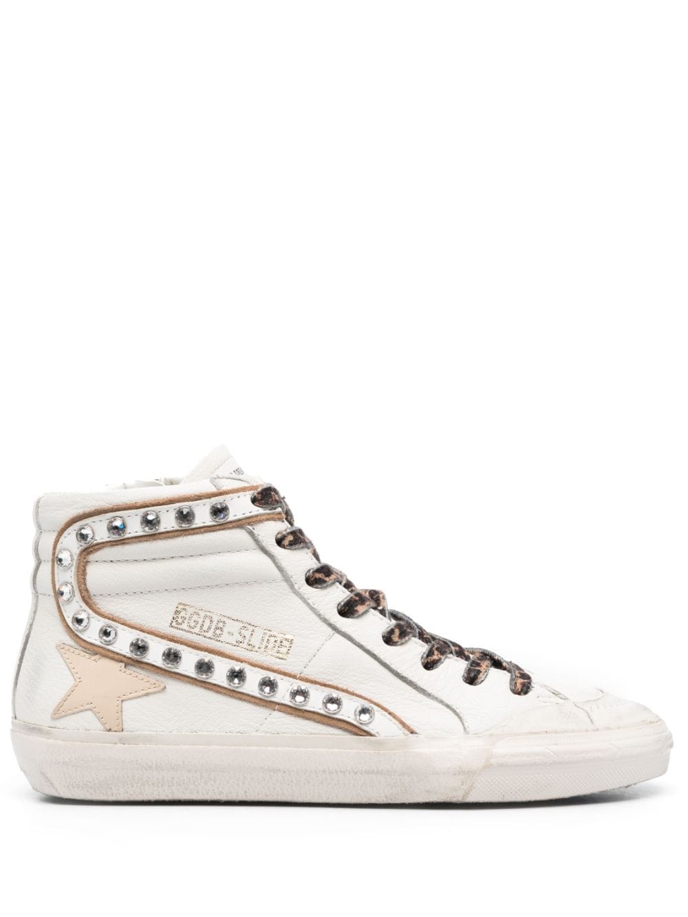 Golden Goose Slide crystal-embellished hi-top sneakers