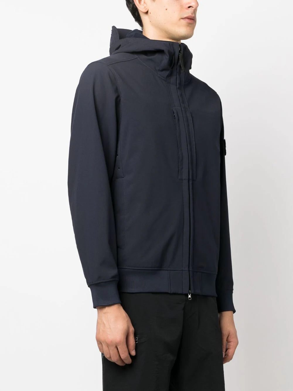 Stone Island logo-patch zip-front hooded jacket - Image 3