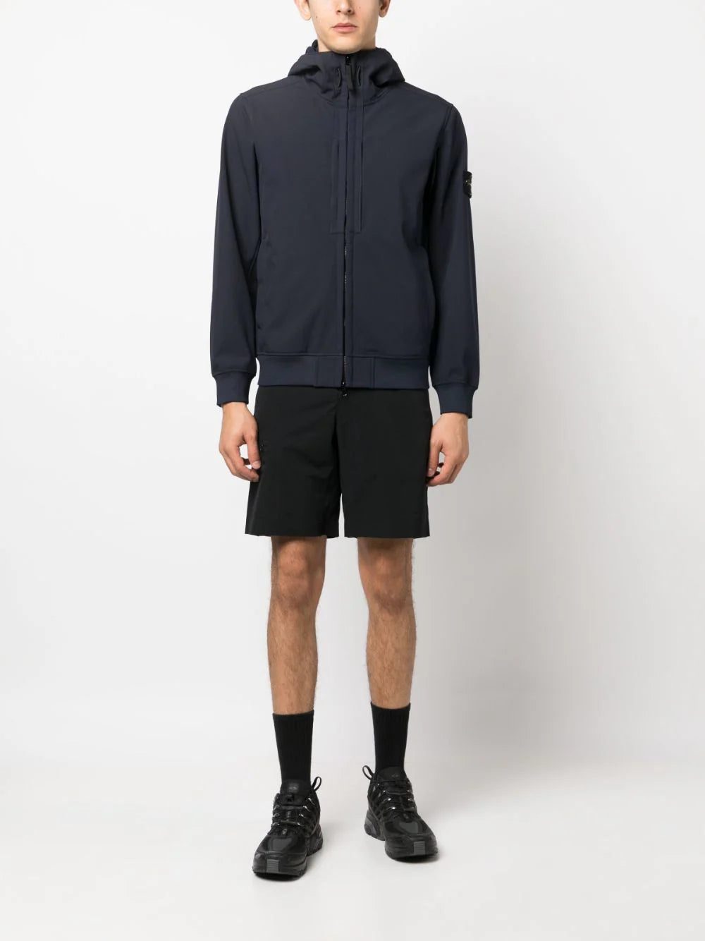 Stone Island logo-patch zip-front hooded jacket - Image 2
