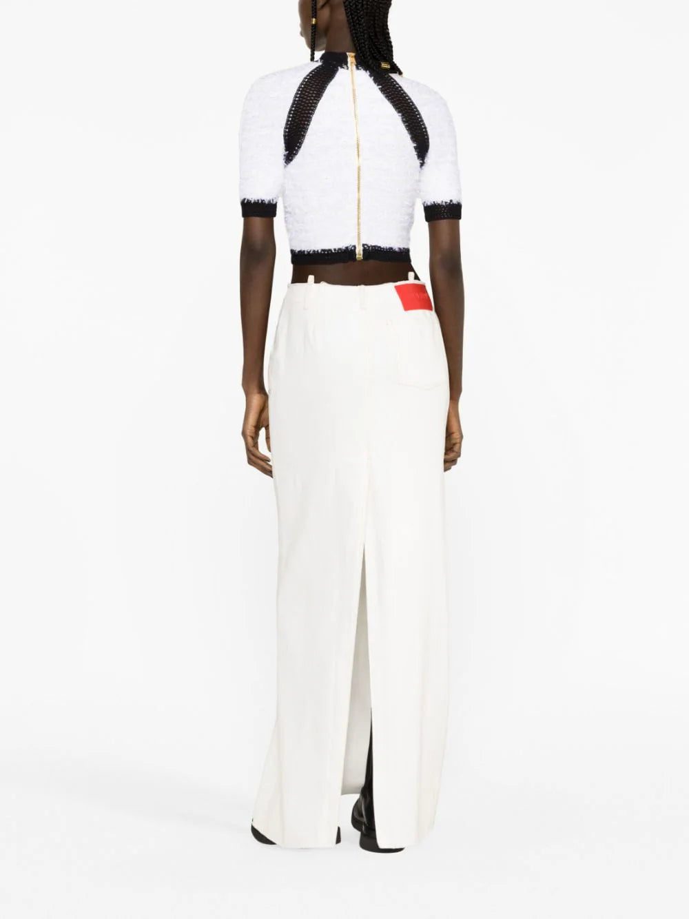 Balmain button-embellished tweed crop top - Image 3