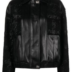 Versace glittered leather bomber jacket