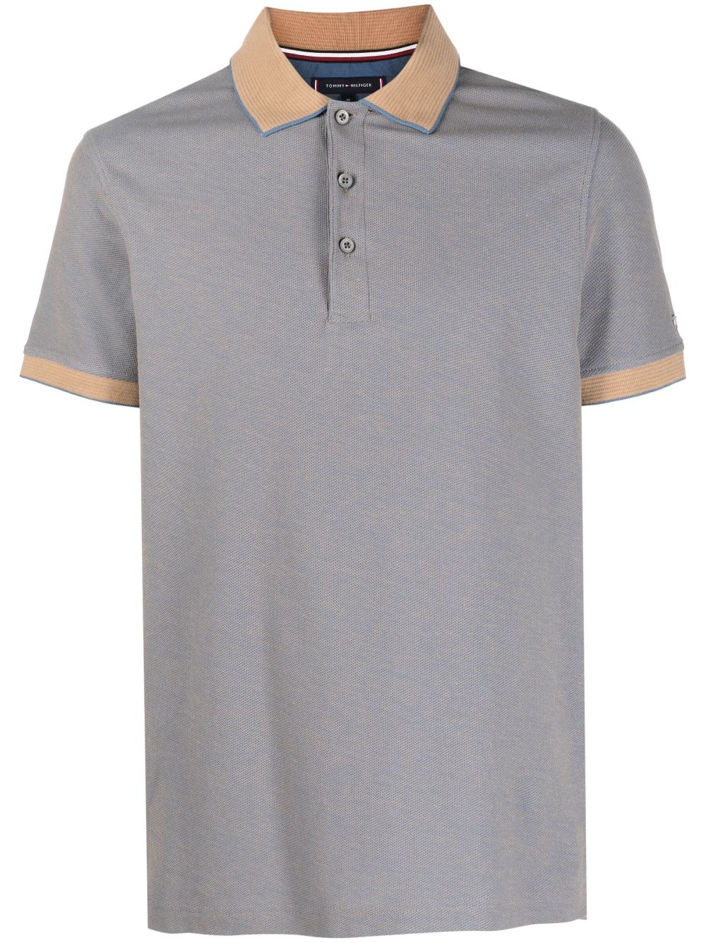 Tommy Hilfiger logo-plaque two-tone polo shirt