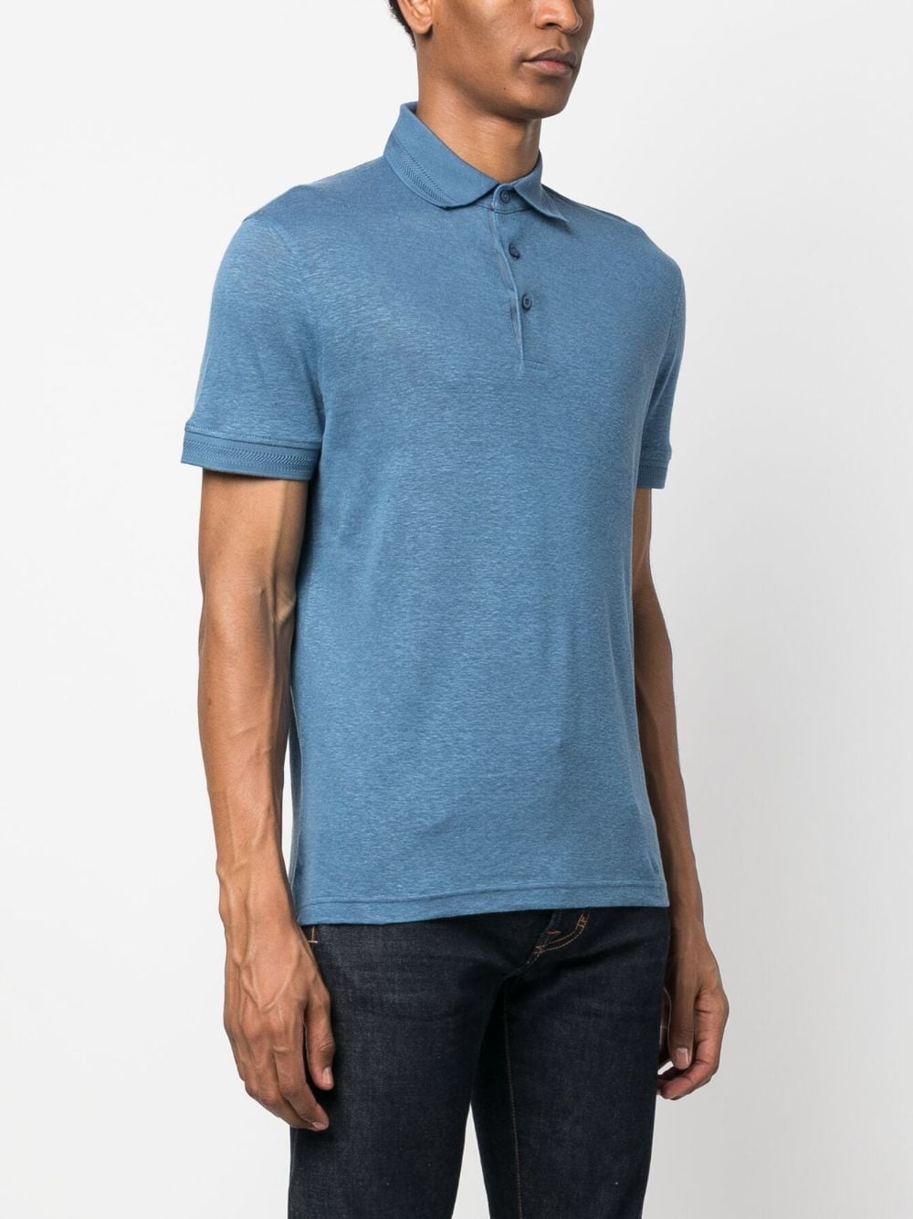 Tommy Hilfiger logo-plaque slub polo shirt - Image 3