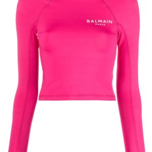 Balmain  logo-print crop top