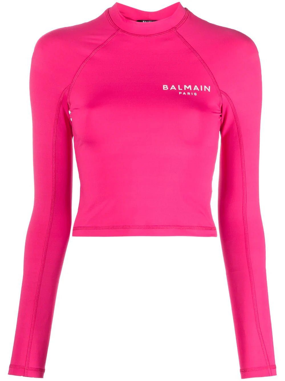 Balmain logo-print crop top