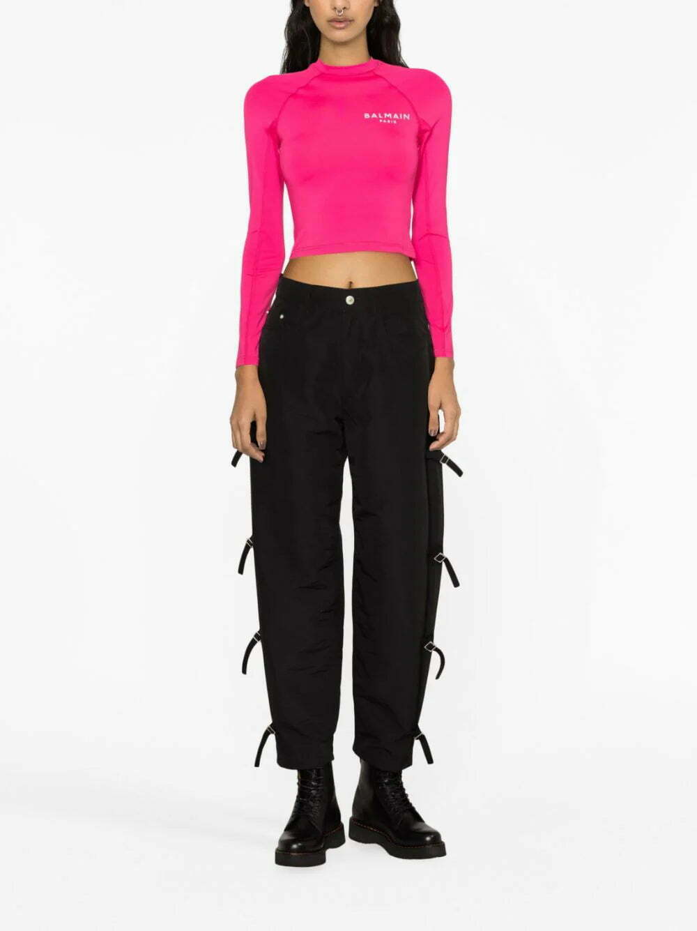 Balmain logo-print crop top - Image 2