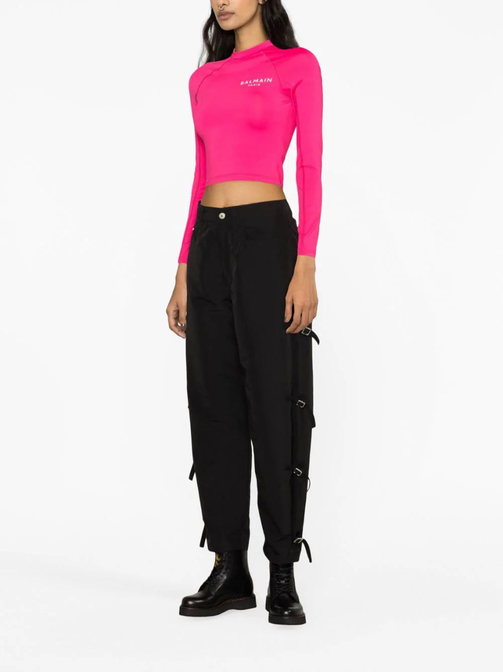 Balmain logo-print crop top - Image 3