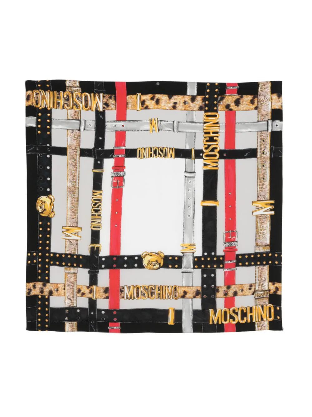 Moschino Teddy Bear-motif silk scarf