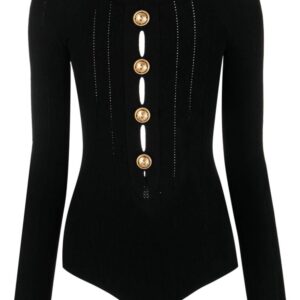 Balmain button-embellished knitted bodysuit