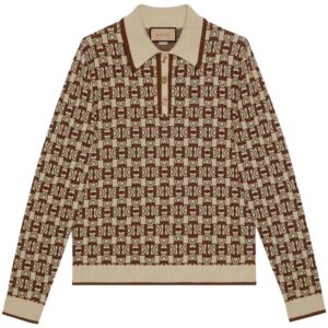 Gucci Horsebit-print jacquard polo shirt