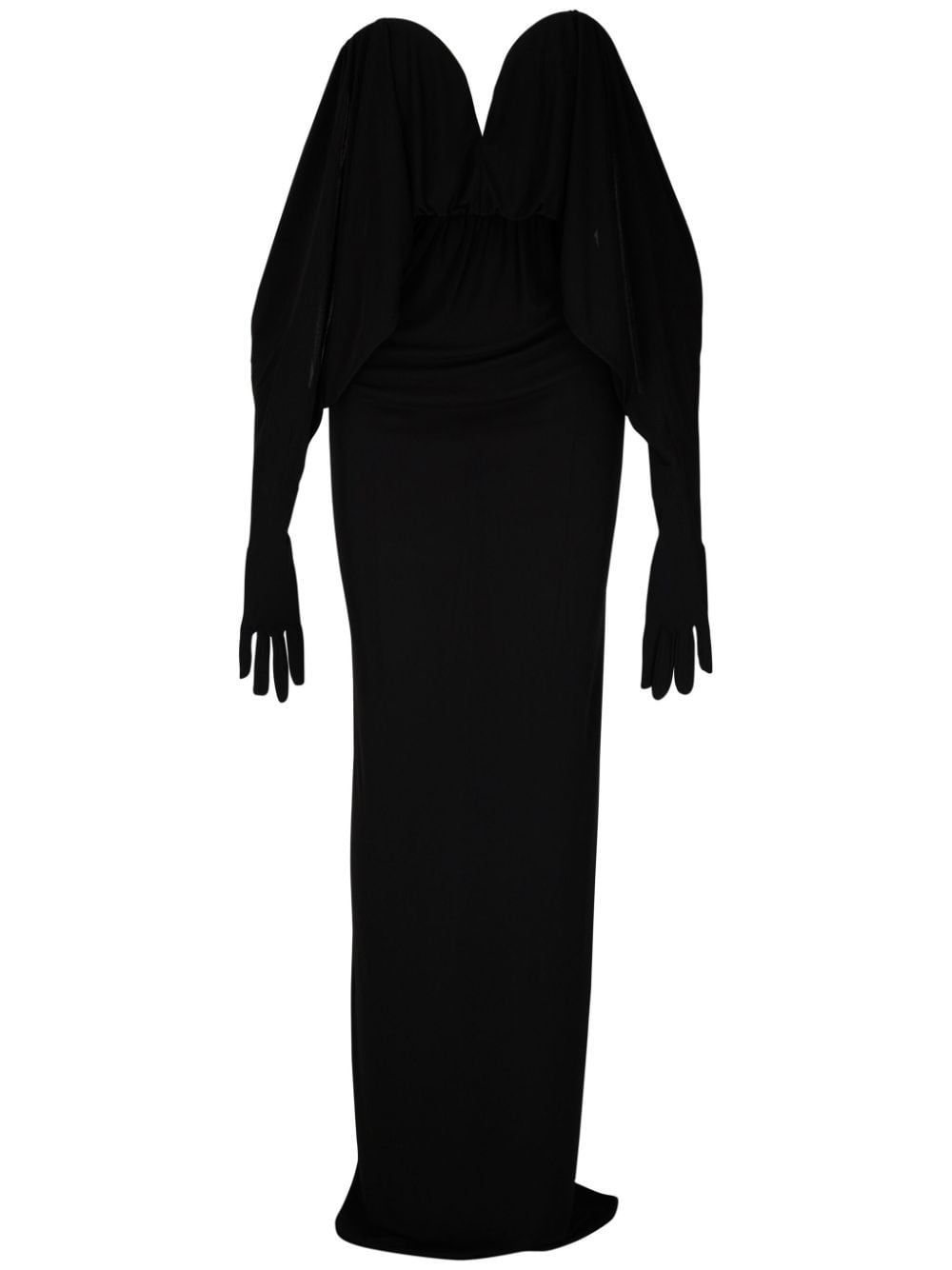 Saint Laurent strapless glove-sleeve maxi dress